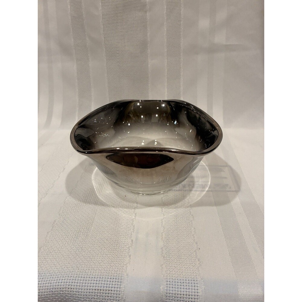 MCM Vitreon Queen's Lusterware Ombre Silver Fade Salad Bowl